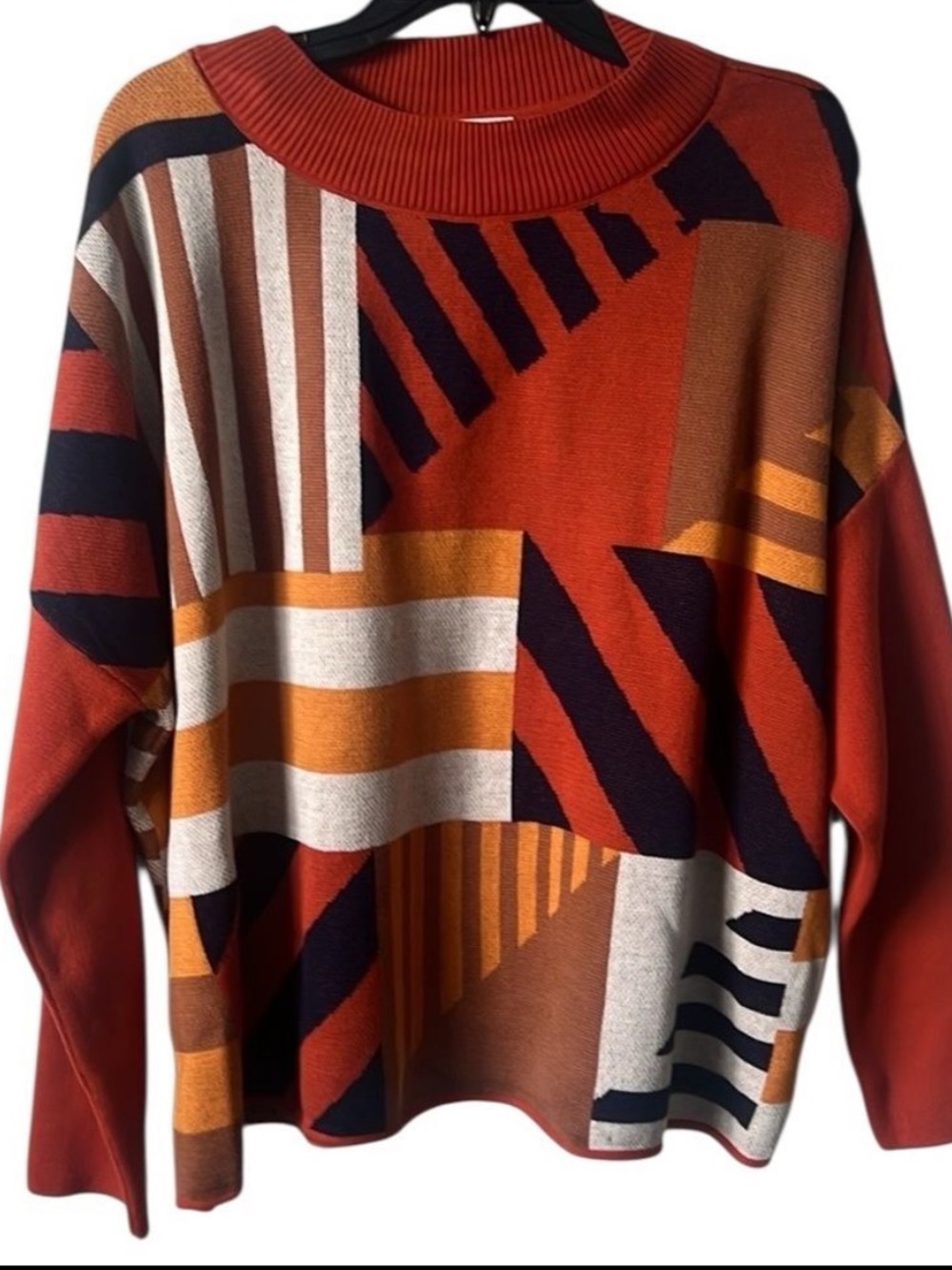 NWT SKFK Karle Organic Cotton Geometric Knit Sweater Boxy Pullover Size US 2